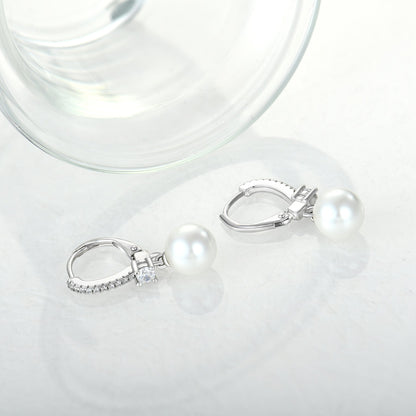 S925 Silver Genuine Freshwater Pearl Diamond Wisper Earrings