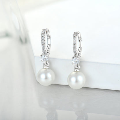 S925 Silver Genuine Freshwater Pearl Diamond Wisper Earrings