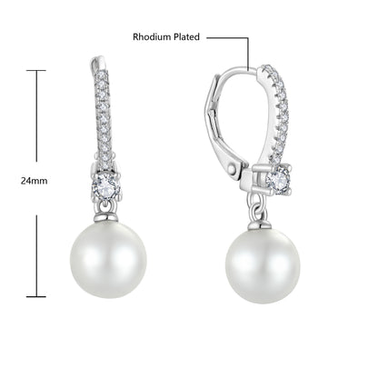 S925 Silver Genuine Freshwater Pearl Diamond Wisper Earrings