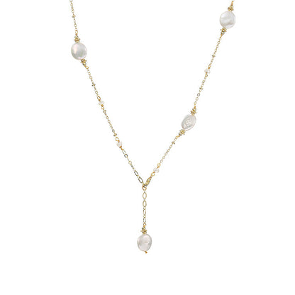 S925 Silver Genuine Freshwater Pearl Happy Dew Necklace - Main Product View - Elegant Pearl Jewelry by Kikyo Pearl London