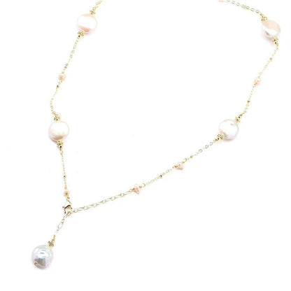 S925 Silver Genuine Freshwater Pearl Happy Dew Necklace - Lifestyle/Scale View - Elegant Pearl Jewelry by Kikyo Pearl London
