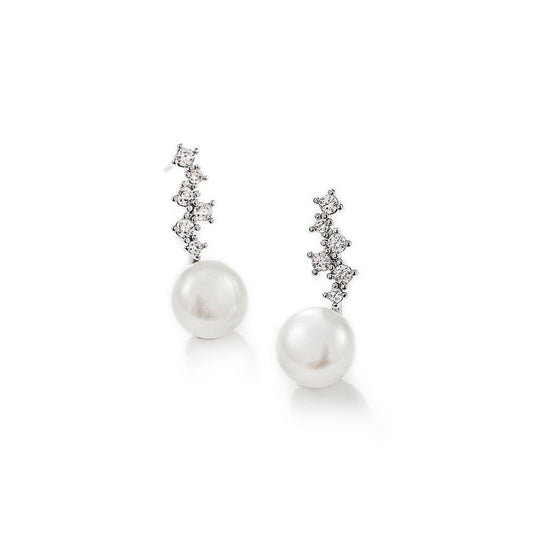 S925 Silver Genuine Freshwater Pearl Ice Flower Earrings - Main Product View - Elegant Pearl Jewelry by Kikyo Pearl