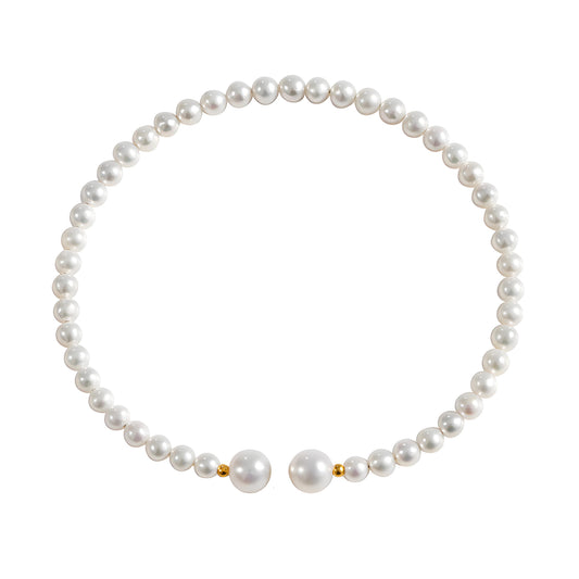 Solid 18K Gold Genuine Freshwater AAAA Pearl Peace Bracelet