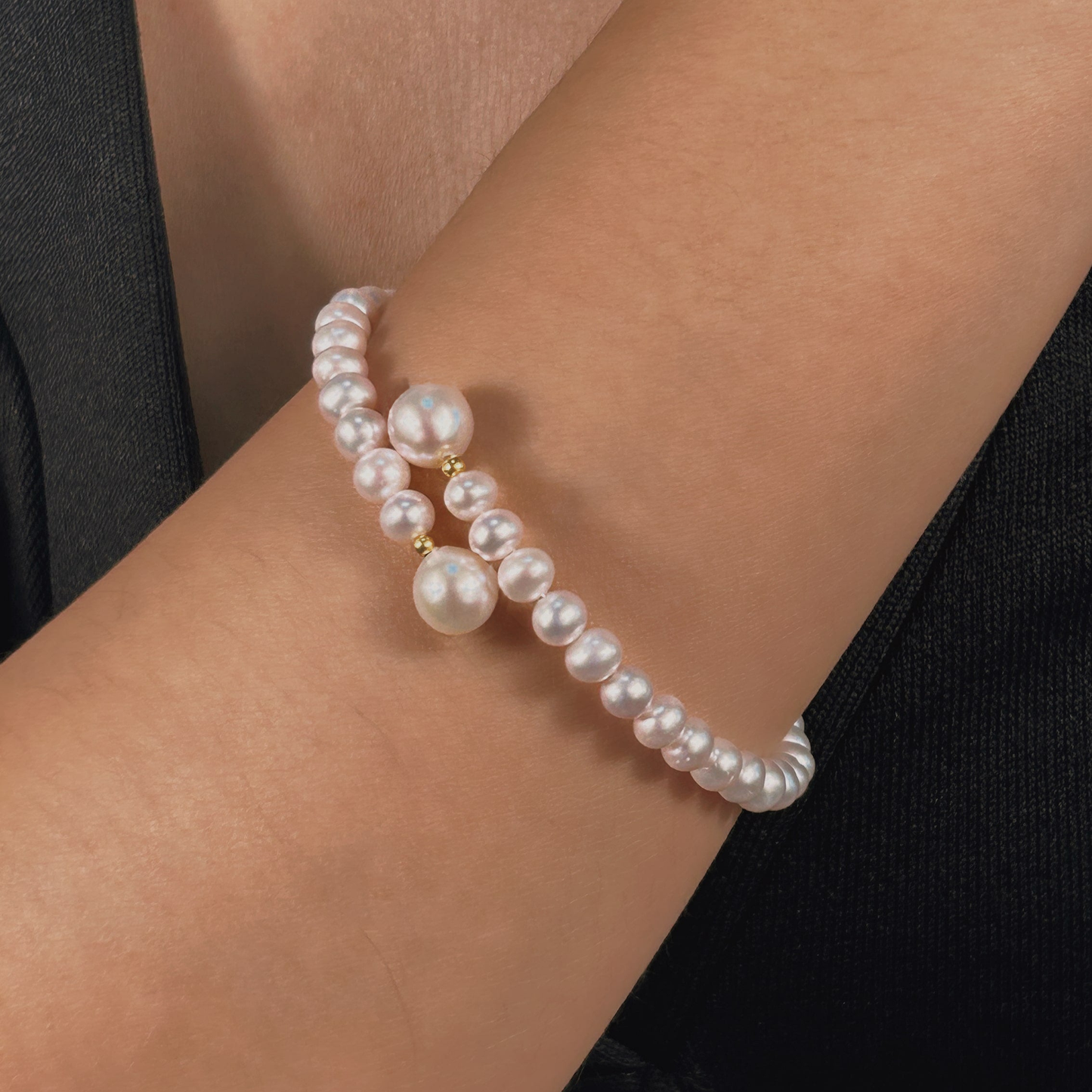 Pulsera de la paz con perla genuina de agua dulce AAAA en oro macizo de 18 quilates