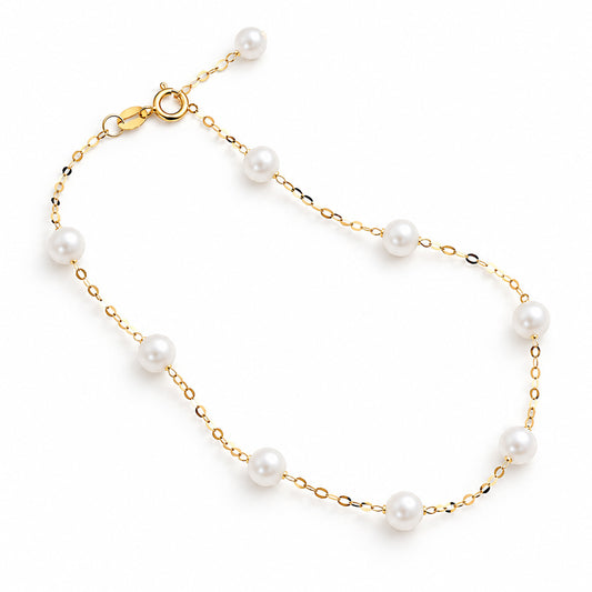 Solid 18K Gold Genuine Freshwater Gypsophila Bracelet