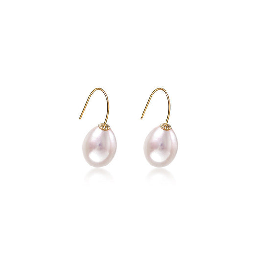 Solid 18K Gold Genuine Freshwater Pearl Floats Earrings