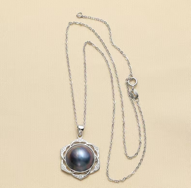 S925 Silver Genuine Tahitian Pearl Robaya Necklace