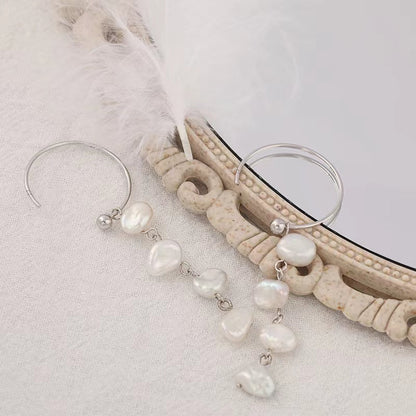 Boucles d'oreilles rosée en argent massif S925 avec véritable perle baroque