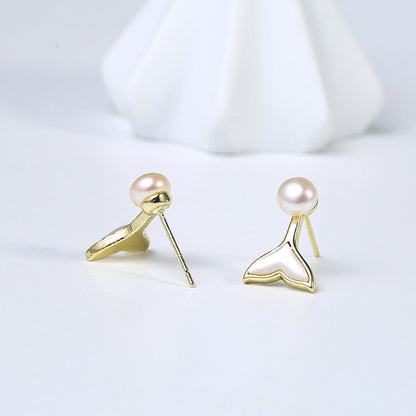 Boucles d'oreilles sirène en perles d'eau douce véritables