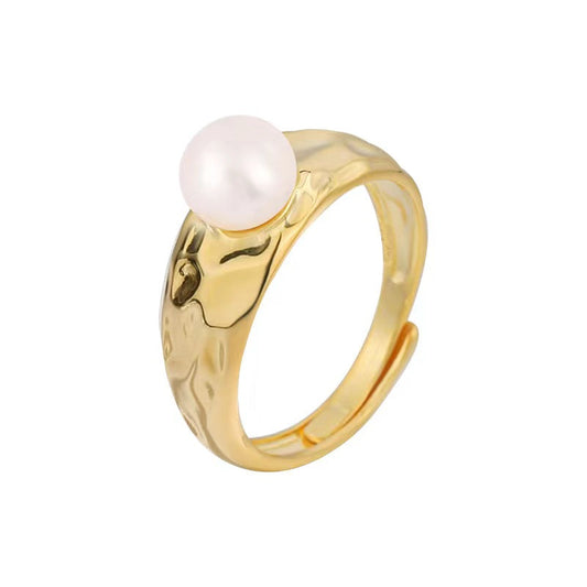 Bague en argent massif S925 avec véritable perle d'eau douce