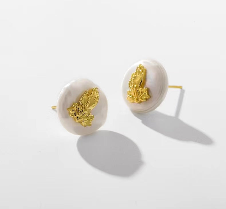 Pendientes Midas Touch de perla barroca genuina