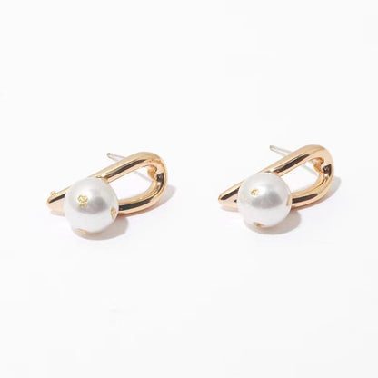 Genuine Freshwater Baroque Pearl Horseshoe Style Earrings