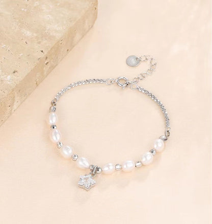 Bracelet Meteor en argent massif S925 avec véritable perle d'eau douce
