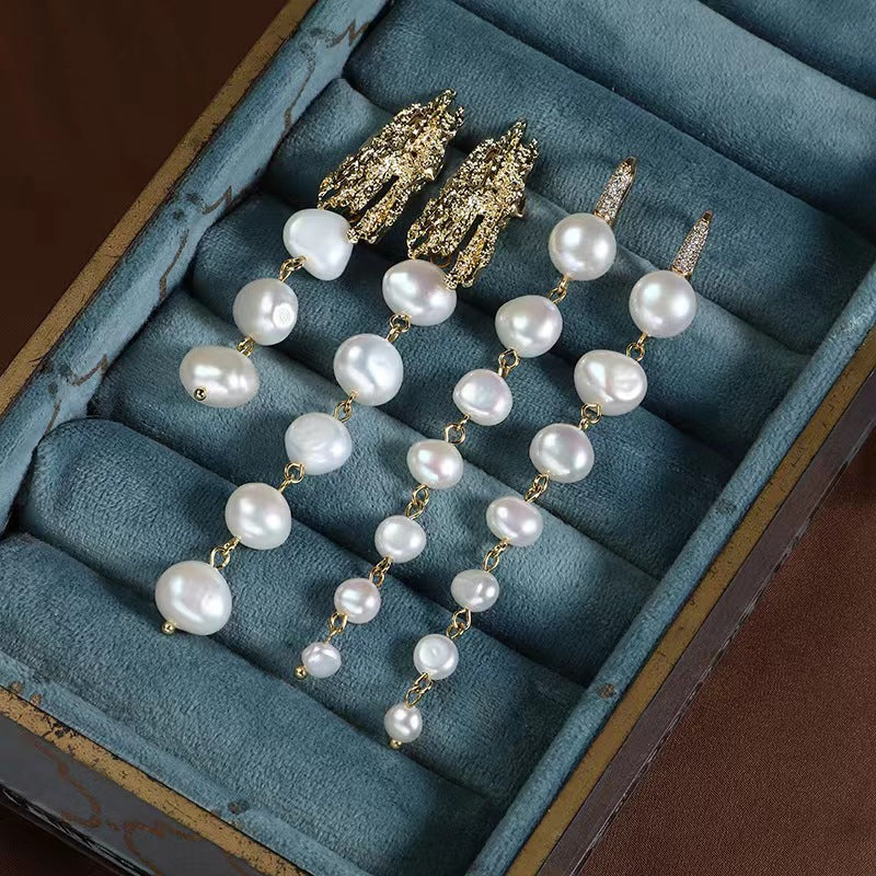 Pendientes Dream Tears de perla de agua dulce genuina