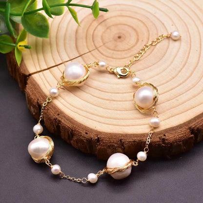Bracelet Diana en véritables perles d'eau douce baroques