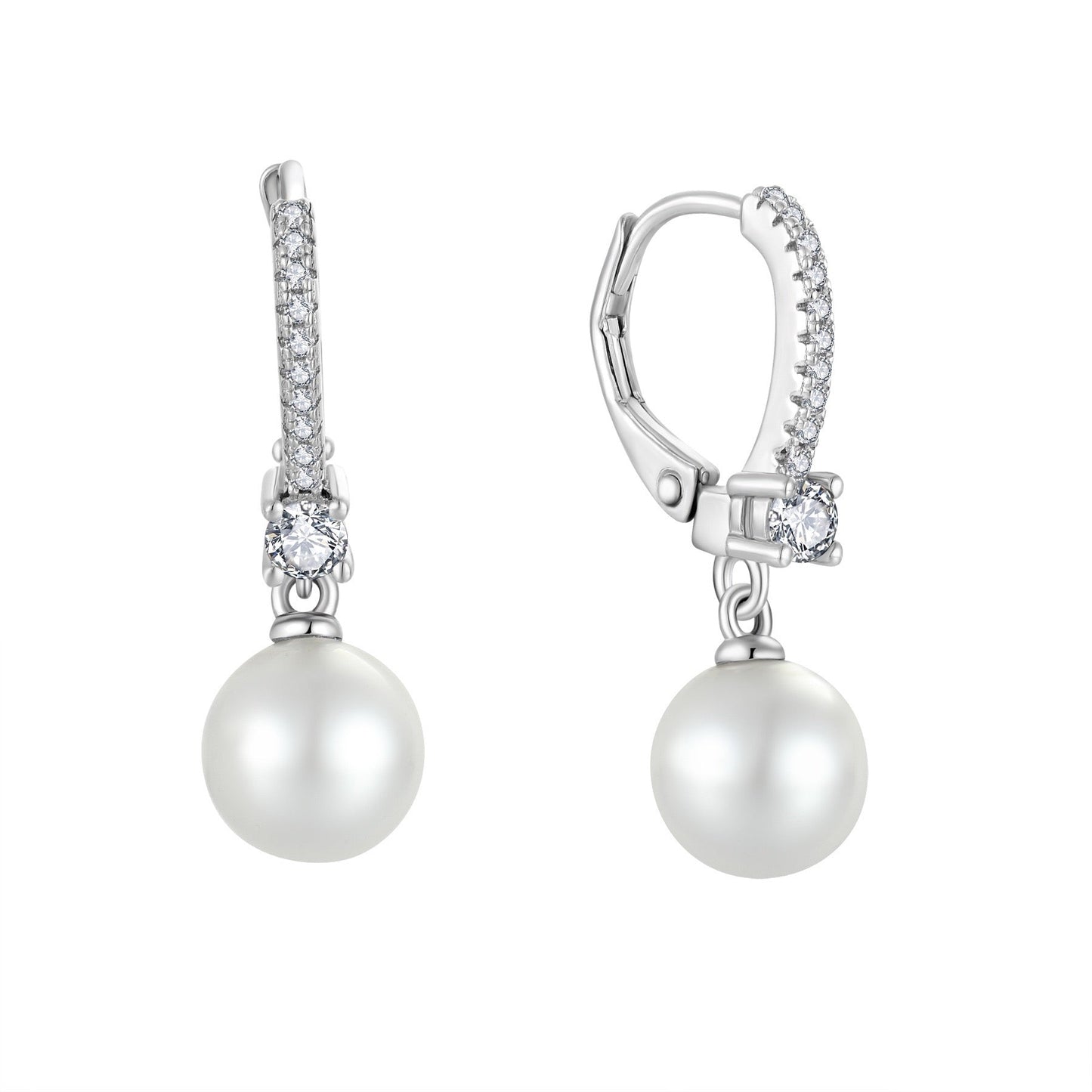 Boucles d'oreilles Wisper en perles d'eau douce véritables et diamants