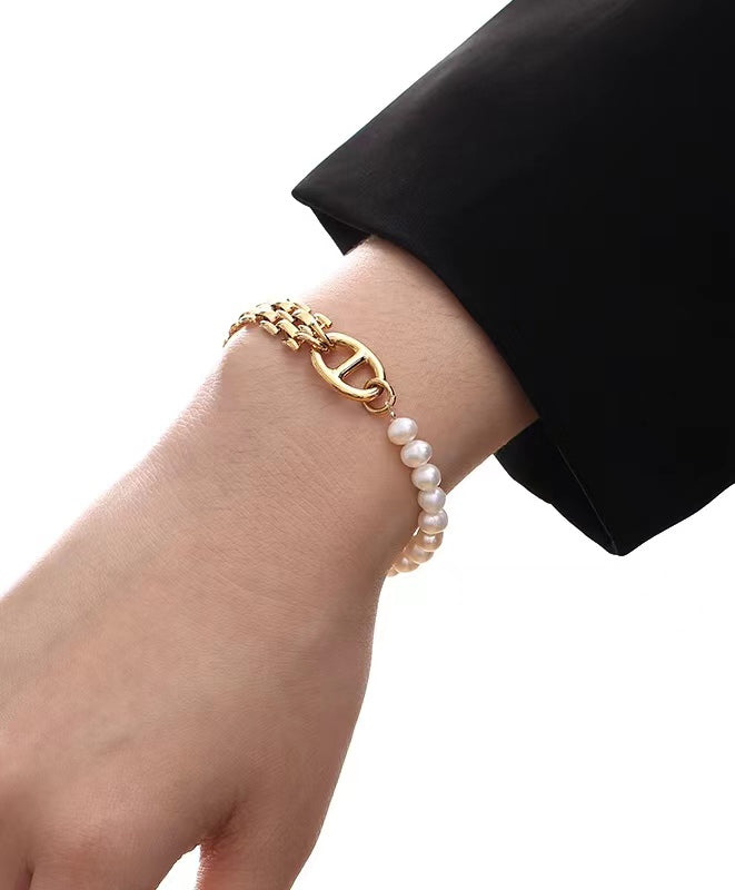 Pulsera de combinación moderna retro con perlas de agua dulce naturales genuinas