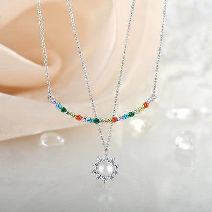Collier Rainbow Bridge en perles d'eau douce véritables