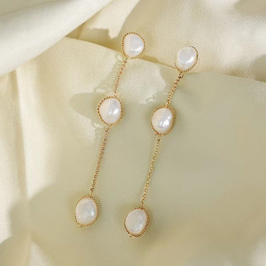 Boucles d'oreilles cascade en perles d'eau douce véritables