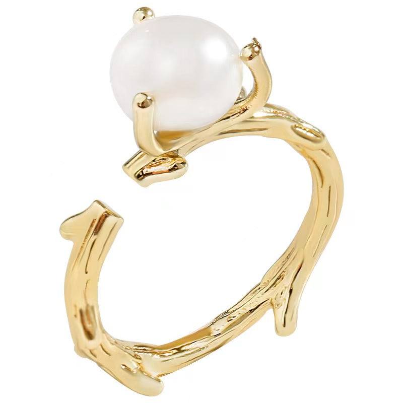Bague vigne en perles d'eau douce véritables