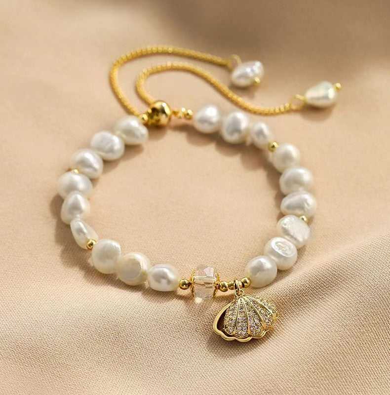 Pulsera Gracia de concha de perla de agua dulce genuina