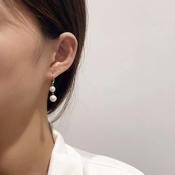 Boucles d'oreilles en argent massif S925 avec véritable perle baroque