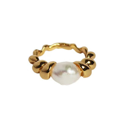 Genuine Freshwater Pearl Gold Bean Ring