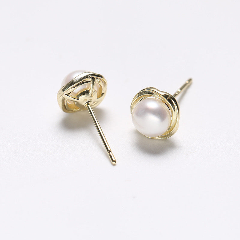 Boucles d'oreilles Grace Lily en argent massif S925 et véritables perles d'eau douce