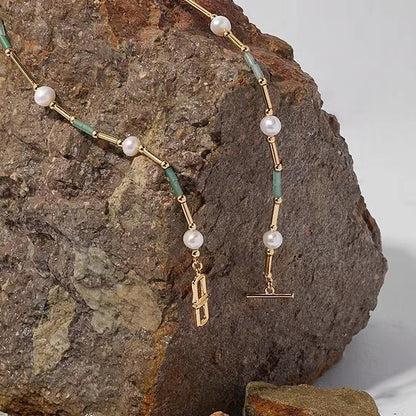Collar de perlas de agua dulce naturales auténticas con forma de serpentina