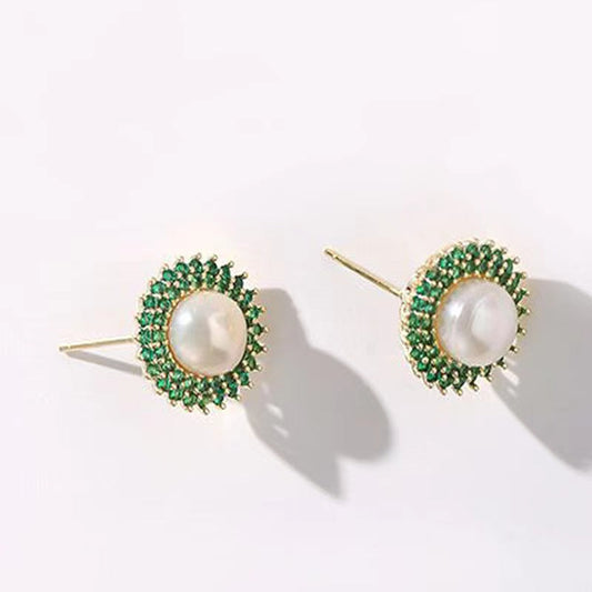 Boucles d'oreilles tournesol en perles d'eau douce véritables