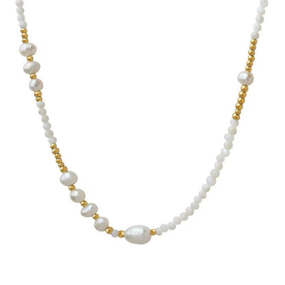 Collier Shirley en acier titane et perles d'eau douce véritables