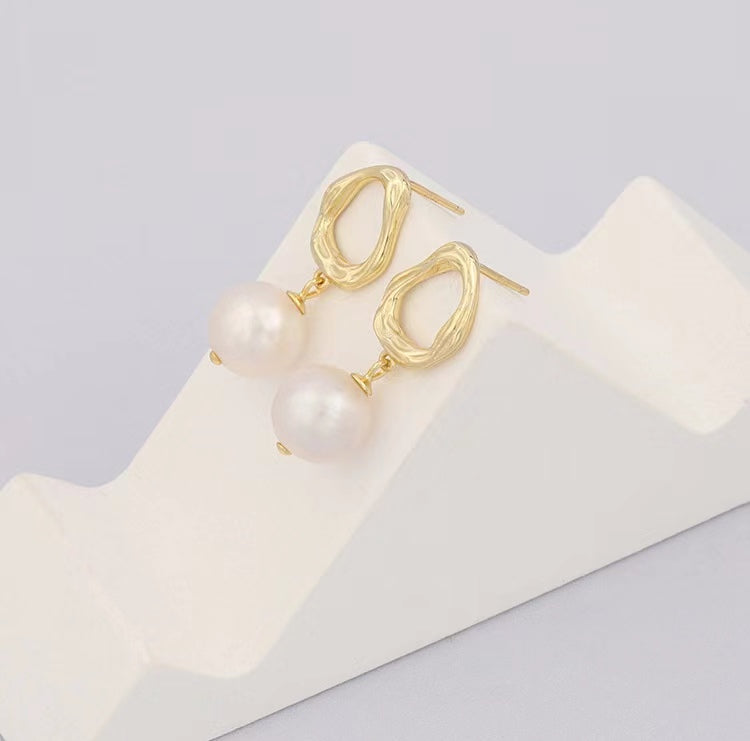 Boucles d'oreilles en argent massif S925 avec perles d'eau douce véritables et gouttes d'eau