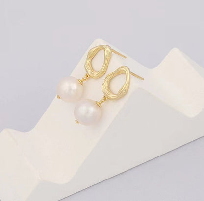 Genuine Freshwater Pearl S925 Silver Soul Teardrop Earrings