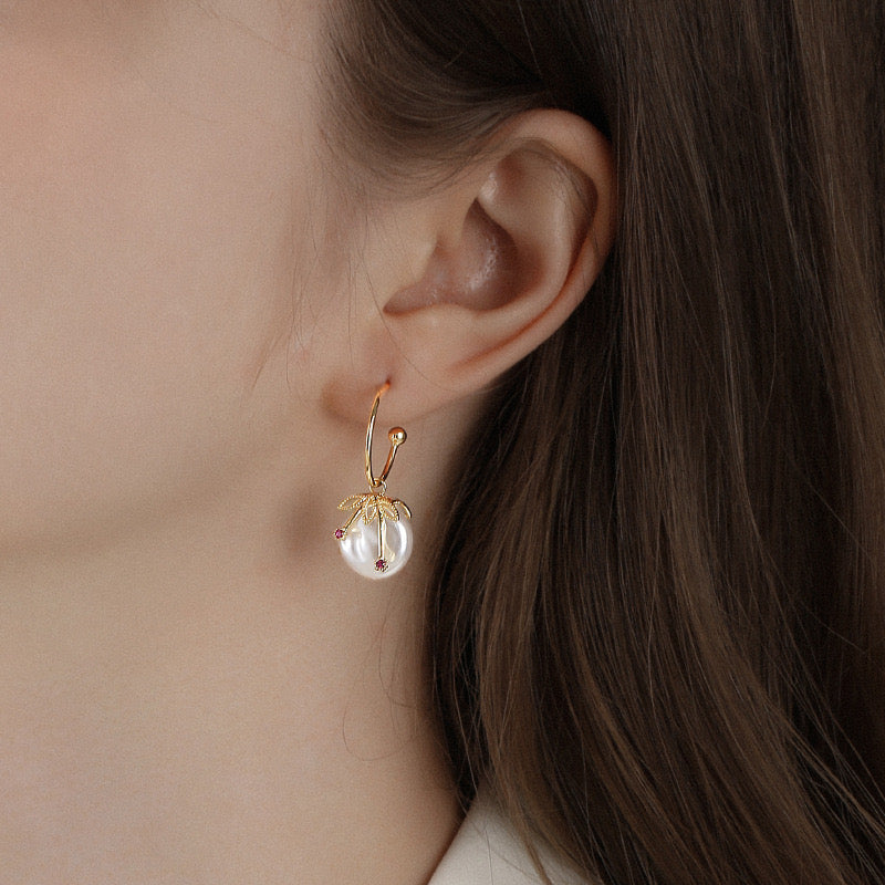 Boucles d'oreilles étoile filante en perles d'eau douce véritables