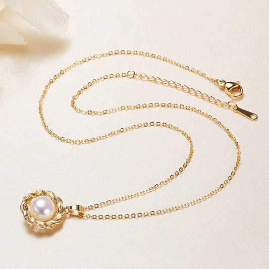 Ensemble Peace en laiton plaqué or 18 carats avec véritable perle d'eau douce