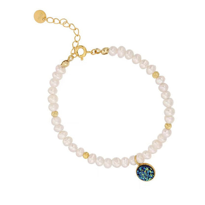 Bracelet Nuit étoilée en argent massif S925 avec véritable perle baroque
