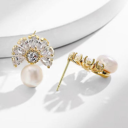Genuine Freshwater Pearl Fan Earrings