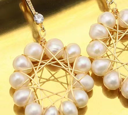 Boucles d'oreilles tournesol en perles baroques d'eau douce véritables (édition limitée)