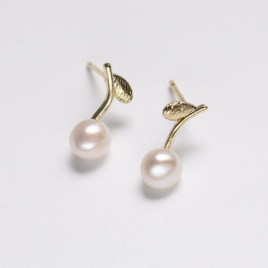 Boucles d'oreilles en argent massif S925 avec perles d'eau douce véritables