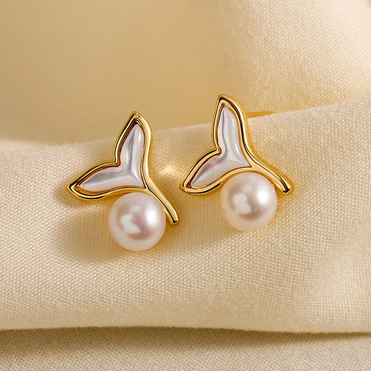 Boucles d'oreilles sirène en perles d'eau douce véritables