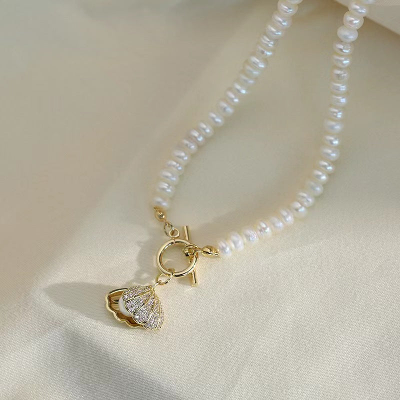 Collar de concha de perla de agua dulce genuina