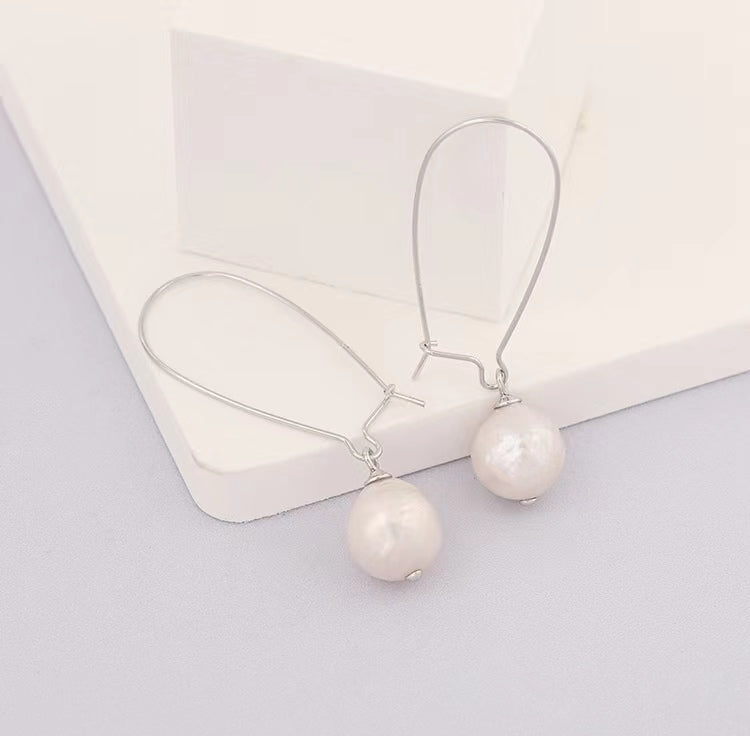 Boucles d'oreilles Afterglow en argent massif S925 avec véritable perle d'eau douce