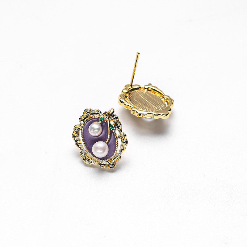 Boucles d'oreilles en perles d'eau douce véritables et peintes