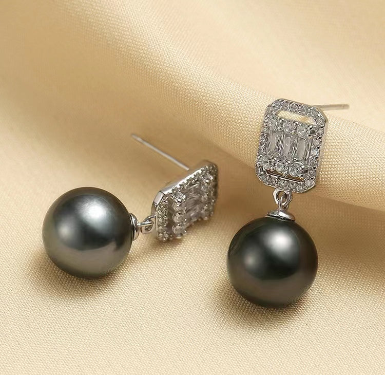Boucles d'oreilles Camille en véritable perle de Tahiti/Edison
