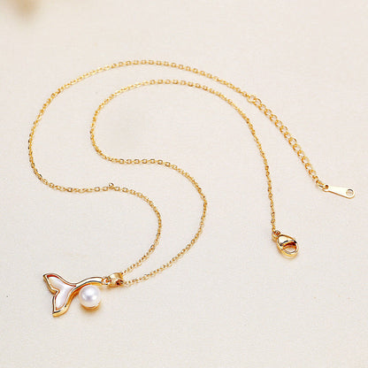 Brass Plated with 18K Gold Genuine Freshwater Pearl Whale Set