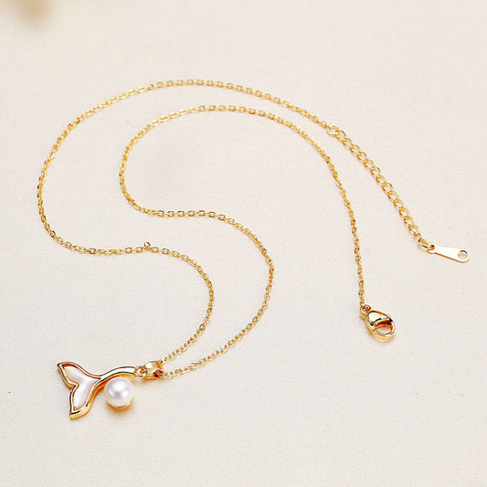 Brass Plated with 18K Gold Genuine Freshwater Pearl Whale Set