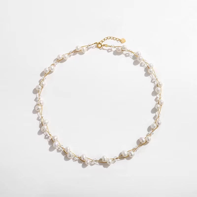 Collar de perlas de agua dulce genuinas de Marlais