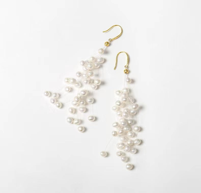 Boucles d'oreilles larmes d'ange en perles d'eau douce véritables