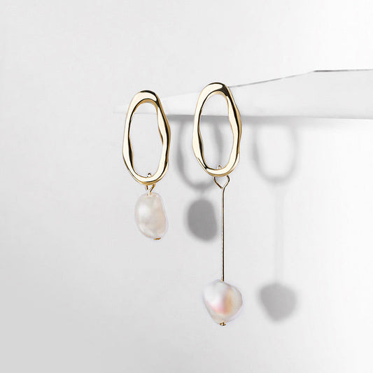 Boucles d'oreilles en argent massif S925 avec véritable perle d'eau douce