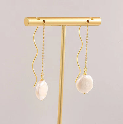 Genuine Baroque Pearl S925 Silver Greek Organ Earrings